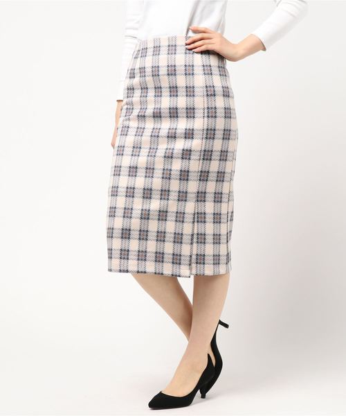 KOBE LETTUCE(コウベレタス)の「スリット入りチェック柄タイトスカート(スカート・レディース・ブラウン/サックスブルー・S/M)」の13枚目の写真