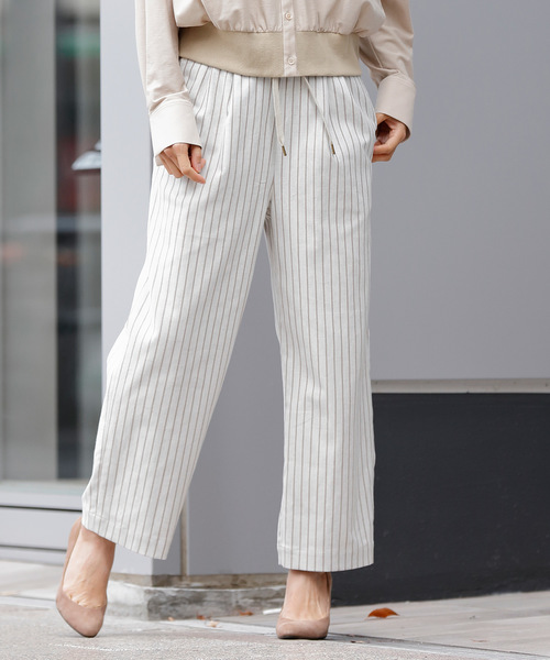 Munich（ミューニック）の「ストライプドビーリラックスパンツ（その他パンツ・レディース・ナチュラル/ネイビー/キャメル・S/M/XS）」の2枚目の写真