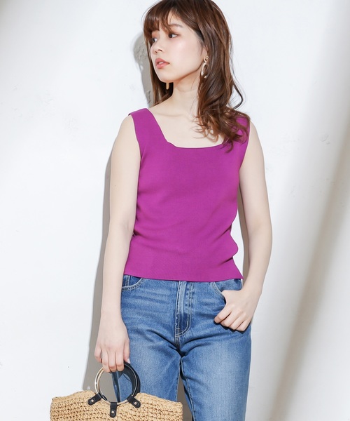 natural couture（ナチュラルクチュール）の「きれいめスクエアニットタンク（ニット/セーター・レディース・ブラック/ベージュ/パープル/オレンジ/グリーン系その他/ブラウン・FREE）」の15枚目の写真