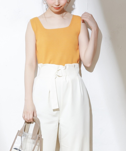 natural couture（ナチュラルクチュール）の「きれいめスクエアニットタンク（ニット/セーター・レディース・ブラック/ベージュ/パープル/オレンジ/グリーン系その他/ブラウン・FREE）」の7枚目の写真