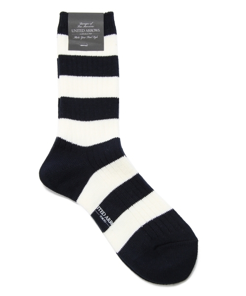 UNITED ARROWS(ユナイテッドアローズ)の「UAB BORDER SOCKS ◆(ソックス/靴下・メンズ・ケリー/ターコイズブルー/ネイビー/ライトグレー/レッド・フリー)」の4枚目の写真