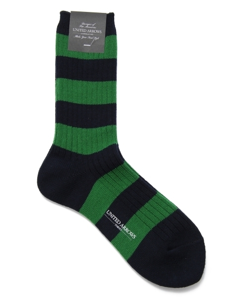 UNITED ARROWS(ユナイテッドアローズ)の「UAB BORDER SOCKS ◆(ソックス/靴下・メンズ・ケリー/ターコイズブルー/ネイビー/ライトグレー/レッド・フリー)」の3枚目の写真
