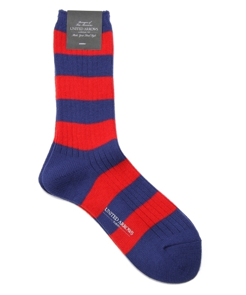 UNITED ARROWS(ユナイテッドアローズ)の「UAB BORDER SOCKS ◆(ソックス/靴下・メンズ・ケリー/ターコイズブルー/ネイビー/ライトグレー/レッド・フリー)」の1枚目の写真