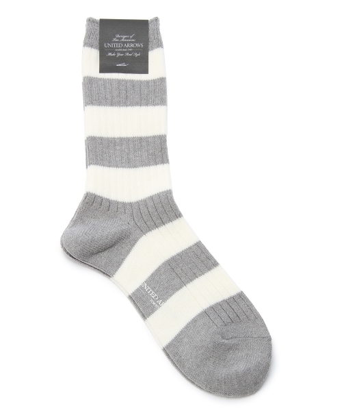 UNITED ARROWS(ユナイテッドアローズ)の「UAB BORDER SOCKS ◆(ソックス/靴下・メンズ・ケリー/ターコイズブルー/ネイビー/ライトグレー/レッド・フリー)」の2枚目の写真