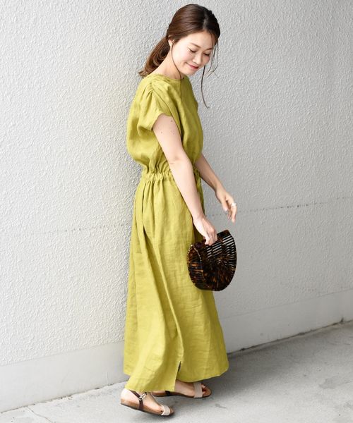 シップス　インドプリント　ロングワンピース　ギャザー　sohana ゆったり シップス インドプリント ロングワンピース ギャザー sohana