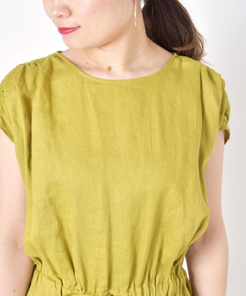 liflattie ships（リフラティ シップス）の「liflattie ships:リネンギャザーロングワンピース◇（ワンピース・レディース・ライトグリーン/ネイビー・SMALL/MEDIUM）」の12枚目の写真