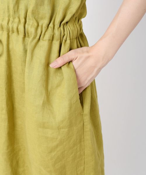liflattie ships（リフラティ シップス）の「liflattie ships:リネンギャザーロングワンピース◇（ワンピース・レディース・ライトグリーン/ネイビー・SMALL/MEDIUM）」の15枚目の写真