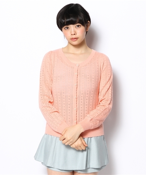 one after another NICE CLAUP（ワンアフターアナザーナイスクラップ）の「【ナイスクラップ】すかし柄カーディガン（カーディガン/ボレロ・レディース・ネイビー/アイボリー/ピンク/ミント・FREE）」の13枚目の写真