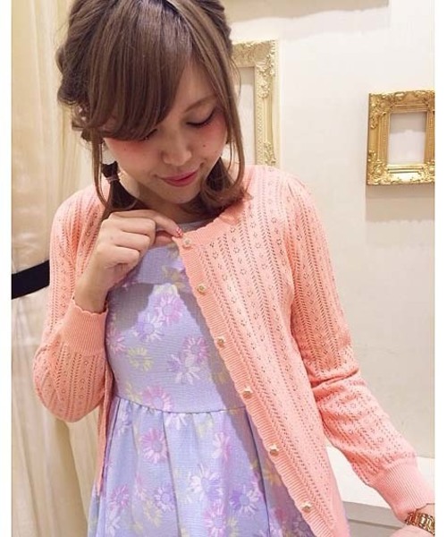 one after another NICE CLAUP（ワンアフターアナザーナイスクラップ）の「【ナイスクラップ】すかし柄カーディガン（カーディガン/ボレロ・レディース・ネイビー/アイボリー/ピンク/ミント・FREE）」の14枚目の写真