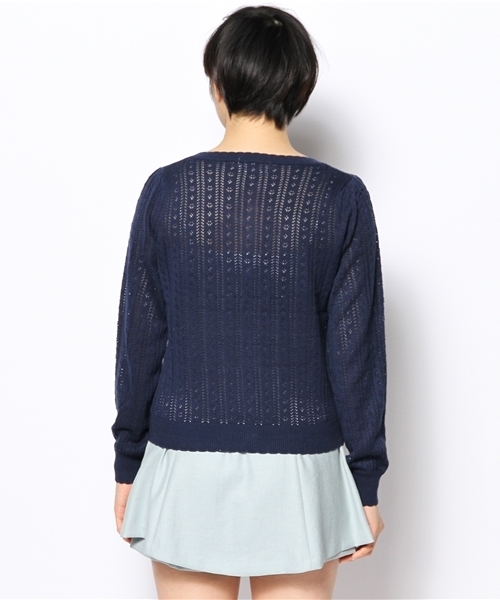 one after another NICE CLAUP（ワンアフターアナザーナイスクラップ）の「【ナイスクラップ】すかし柄カーディガン（カーディガン/ボレロ・レディース・ネイビー/アイボリー/ピンク/ミント・FREE）」の10枚目の写真