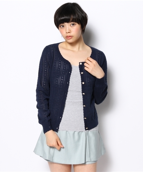 one after another NICE CLAUP（ワンアフターアナザーナイスクラップ）の「【ナイスクラップ】すかし柄カーディガン（カーディガン/ボレロ・レディース・ネイビー/アイボリー/ピンク/ミント・FREE）」の11枚目の写真