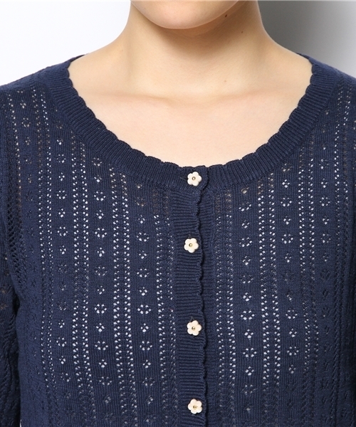 one after another NICE CLAUP（ワンアフターアナザーナイスクラップ）の「【ナイスクラップ】すかし柄カーディガン（カーディガン/ボレロ・レディース・ネイビー/アイボリー/ピンク/ミント・FREE）」の12枚目の写真