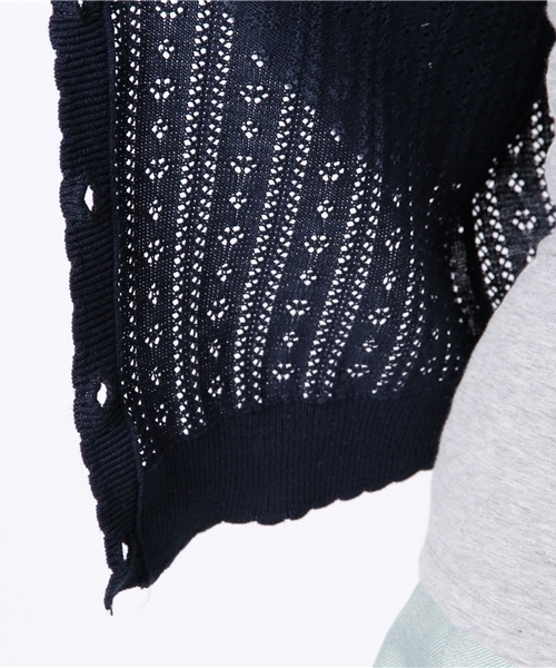 one after another NICE CLAUP（ワンアフターアナザーナイスクラップ）の「【ナイスクラップ】すかし柄カーディガン（カーディガン/ボレロ・レディース・ネイビー/アイボリー/ピンク/ミント・FREE）」の6枚目の写真