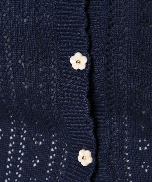 one after another NICE CLAUP（ワンアフターアナザーナイスクラップ）の「【ナイスクラップ】すかし柄カーディガン（カーディガン/ボレロ・レディース・ネイビー/アイボリー/ピンク/ミント・FREE）」の7枚目の写真