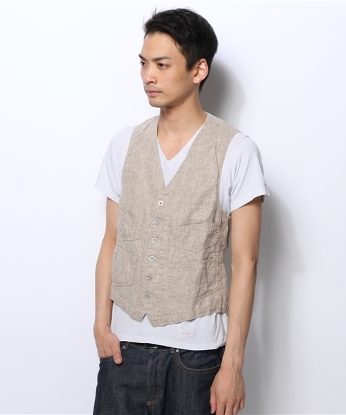goa(ゴア)の「コットンリネンレイルマンベスト(ベスト・メンズ・グレー系その他/カーキブラウン・1/2)」の2枚目の写真