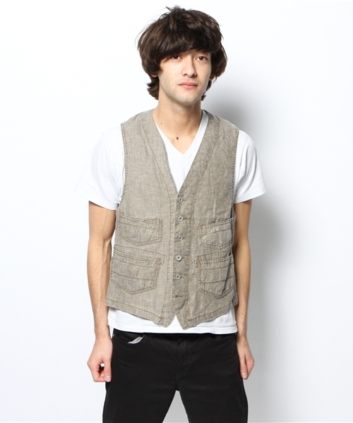 goa(ゴア)の「コットンリネンレイルマンベスト(ベスト・メンズ・グレー系その他/カーキブラウン・1/2)」の5枚目の写真