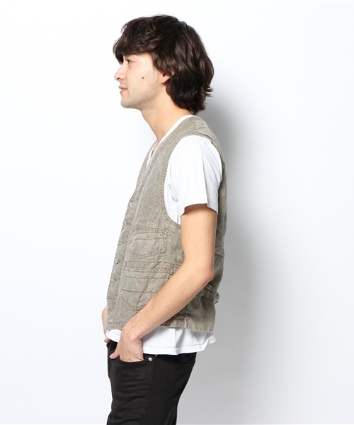 goa(ゴア)の「コットンリネンレイルマンベスト(ベスト・メンズ・グレー系その他/カーキブラウン・1/2)」の6枚目の写真