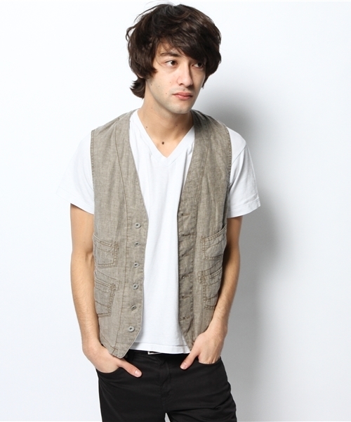goa(ゴア)の「コットンリネンレイルマンベスト(ベスト・メンズ・グレー系その他/カーキブラウン・1/2)」の8枚目の写真