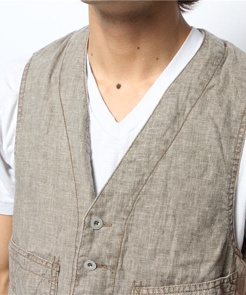 goa(ゴア)の「コットンリネンレイルマンベスト(ベスト・メンズ・グレー系その他/カーキブラウン・1/2)」の9枚目の写真