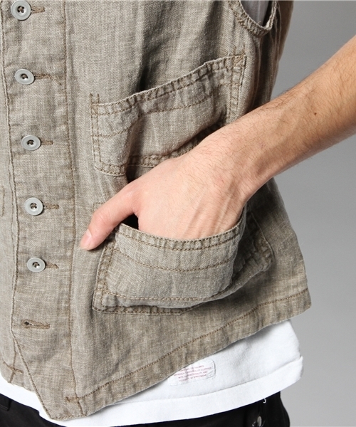 goa(ゴア)の「コットンリネンレイルマンベスト(ベスト・メンズ・グレー系その他/カーキブラウン・1/2)」の11枚目の写真