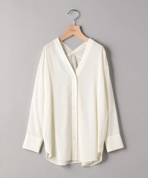 BEAUTY&amp;YOUTH UNITED ARROWS - leinwande ベルテッドスリーブシャツ　ホワイト BY ピン ドット シャツ （シャツ・ブラウス）｜BEAUTY&YOUTH