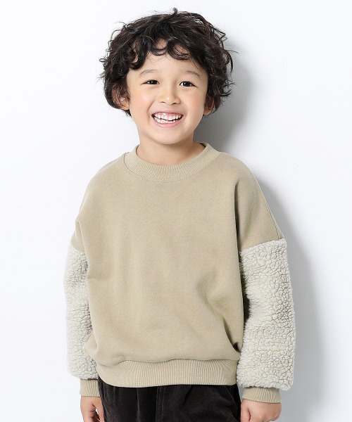 devirock(デビロック)の「スウェットモックネック袖ボアトレーナー(スウェット・キッズ・ブラック/ネイビー/ブルー系その他/パープル系その他/ダークベージュ・150cm/140cm/100cm/130cm/110cm/120cm/160cm)」の3枚目の写真