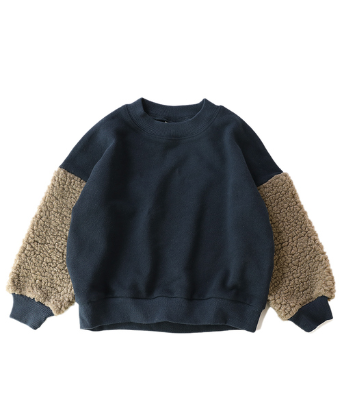 devirock(デビロック)の「スウェットモックネック袖ボアトレーナー(スウェット・キッズ・ブラック/ネイビー/ブルー系その他/パープル系その他/ダークベージュ・150cm/140cm/100cm/130cm/110cm/120cm/160cm)」の13枚目の写真
