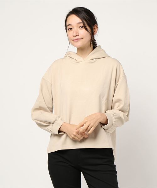 STYLEBLOCK(スタイルブロック)の「とろみ素材ダブルフェイスジャージーパーカー(パーカー・レディース・ライトベージュ/ブラック系その他/ブルー系その他/モカ・M)」の7枚目の写真