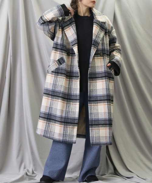 ZARA チェック柄 ダブルブレスト チェスターコート ロング