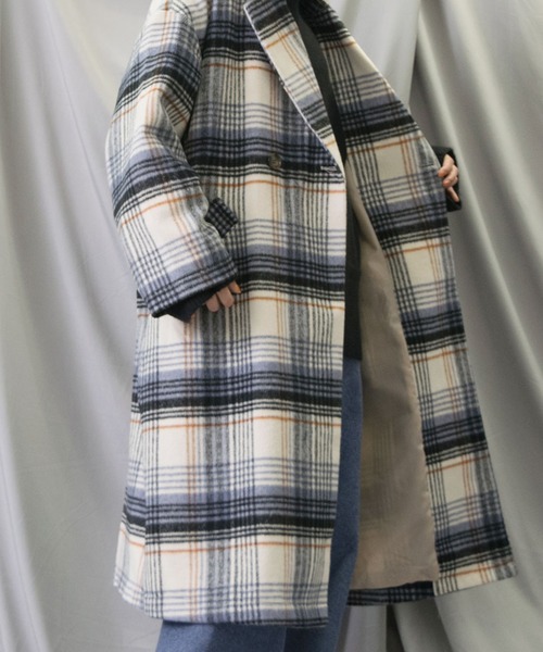ABITOKYO（アビトーキョー）の「チェック柄ダブルブレストコート