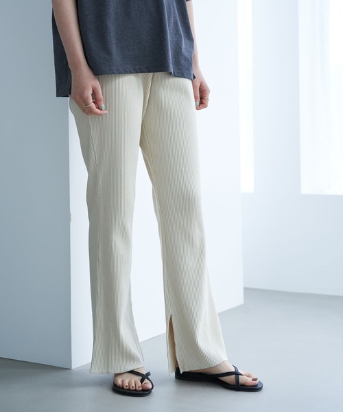 AMERICAN HOLIC（アメリカンホリック）の「カットリブリラックスパンツ　＊（その他パンツ・レディース・ブラック/アイボリー/グレイッシュベージュ・M/L）」の2枚目の写真