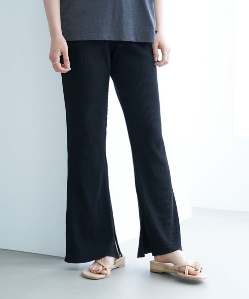 AMERICAN HOLIC（アメリカンホリック）の「カットリブリラックスパンツ　＊（その他パンツ・レディース・ブラック/アイボリー/グレイッシュベージュ・M/L）」の3枚目の写真