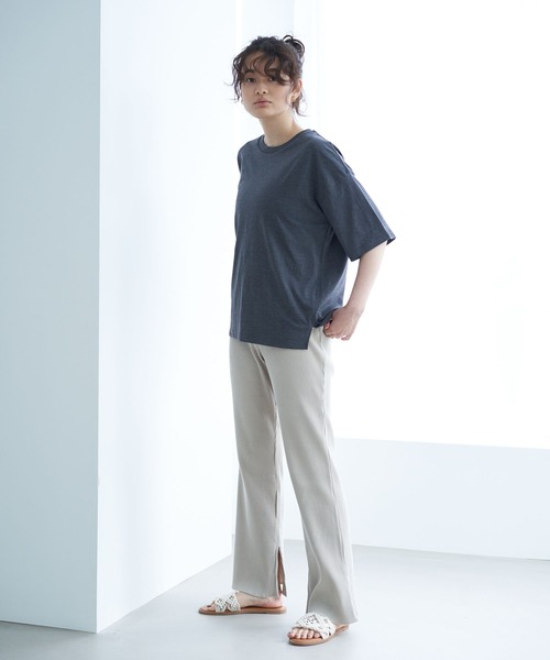 AMERICAN HOLIC（アメリカンホリック）の「カットリブリラックスパンツ　＊（その他パンツ・レディース・ブラック/アイボリー/グレイッシュベージュ・M/L）」の7枚目の写真