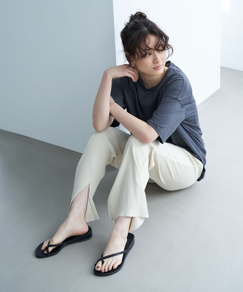 AMERICAN HOLIC（アメリカンホリック）の「カットリブリラックスパンツ　＊（その他パンツ・レディース・ブラック/アイボリー/グレイッシュベージュ・M/L）」の8枚目の写真