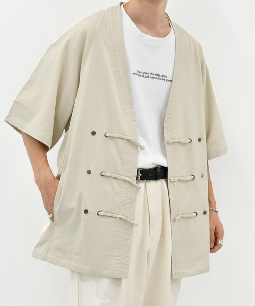 kutir（クティール）の「チャイナシャツ（シャツ/ブラウス・メンズ・ダークブラウン/オフホワイト/ライトグリーン・MEDIUM/LARGE）」の2枚目の写真