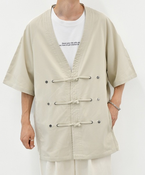 kutir（クティール）の「チャイナシャツ（シャツ/ブラウス・メンズ・ダークブラウン/オフホワイト/ライトグリーン・MEDIUM/LARGE）」の8枚目の写真