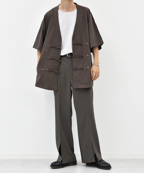 kutir（クティール）の「チャイナシャツ（シャツ/ブラウス・メンズ・ダークブラウン/オフホワイト/ライトグリーン・MEDIUM/LARGE）」の12枚目の写真