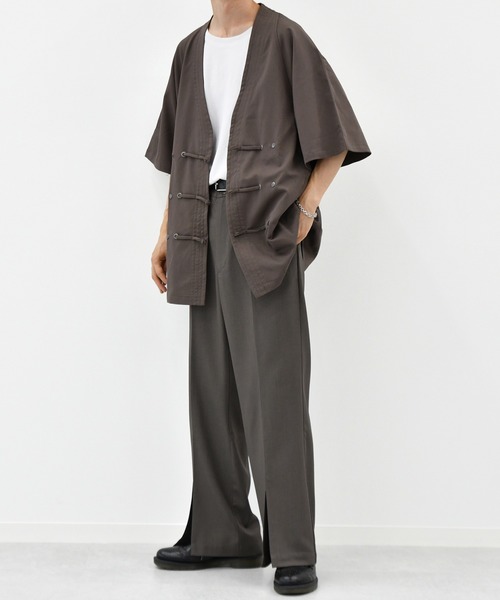 kutir（クティール）の「チャイナシャツ（シャツ/ブラウス・メンズ・ダークブラウン/オフホワイト/ライトグリーン・MEDIUM/LARGE）」の5枚目の写真