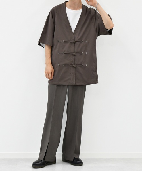 kutir（クティール）の「チャイナシャツ（シャツ/ブラウス・メンズ・ダークブラウン/オフホワイト/ライトグリーン・MEDIUM/LARGE）」の16枚目の写真