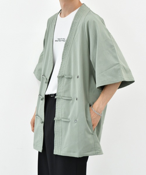 kutir（クティール）の「チャイナシャツ（シャツ/ブラウス・メンズ・ダークブラウン/オフホワイト/ライトグリーン・MEDIUM/LARGE）」の7枚目の写真