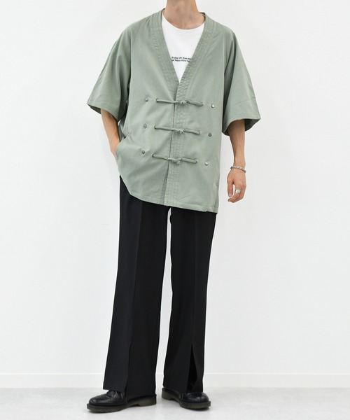 kutir（クティール）の「チャイナシャツ（シャツ/ブラウス・メンズ・ダークブラウン/オフホワイト/ライトグリーン・MEDIUM/LARGE）」の14枚目の写真