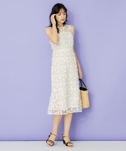 セール】【TOCCA LAVENDER】Eyelash Embroidery ロングドレス
