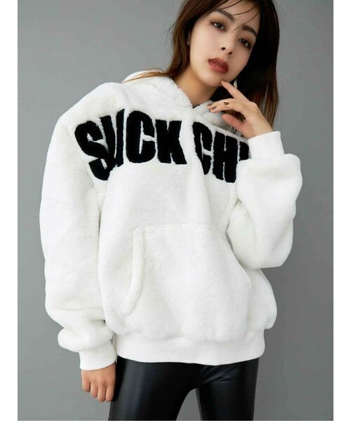 GYDA(ジェイダ)の「SLICK CHICKエコファーPK(パーカー・レディース・オフホワイト/ブラック/ベージュ/ピンク・FREE)」の10枚目の写真