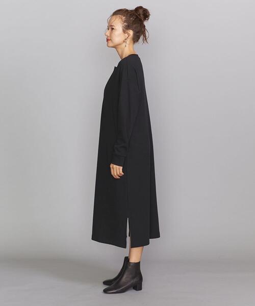 BEAUTY&YOUTH UNITED ARROWS(ビューティーアンドユースユナイテッドアローズ)の「BY ダンボールスキッパーネックサイドスリットワンピース(ワンピース・レディース・モカ/ブラック・FREE)」の4枚目の写真