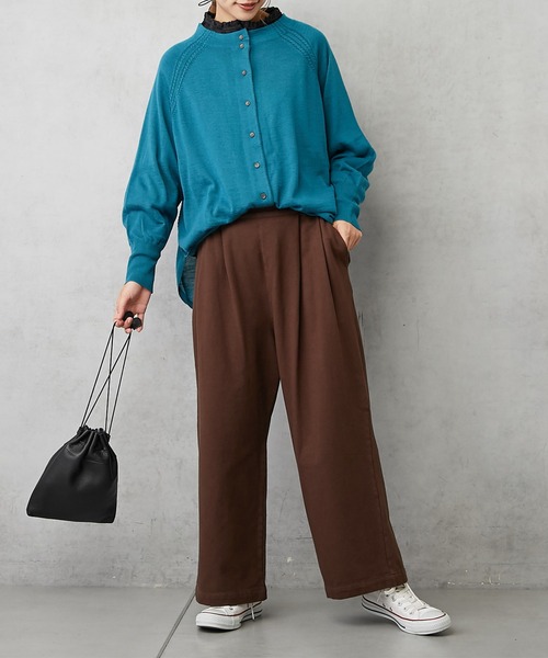 PUAL CE CIN（ピュアルセシン）の「イタリア糸プチボトルネックカーディガン（カーディガン/ボレロ・レディース・レッド/ベージュ/ネイビー/グリーン・FREE）」の16枚目の写真