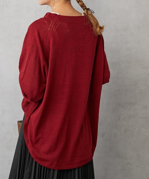 PUAL CE CIN（ピュアルセシン）の「イタリア糸プチボトルネックカーディガン（カーディガン/ボレロ・レディース・レッド/ベージュ/ネイビー/グリーン・FREE）」の19枚目の写真