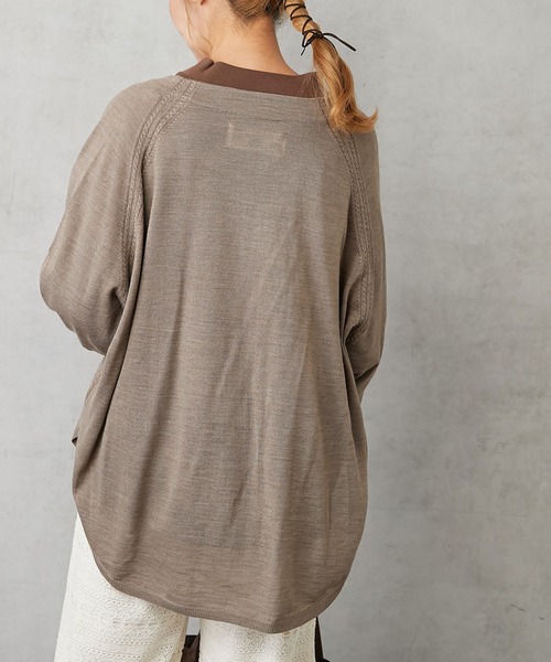 PUAL CE CIN（ピュアルセシン）の「イタリア糸プチボトルネックカーディガン（カーディガン/ボレロ・レディース・レッド/ベージュ/ネイビー/グリーン・FREE）」の5枚目の写真