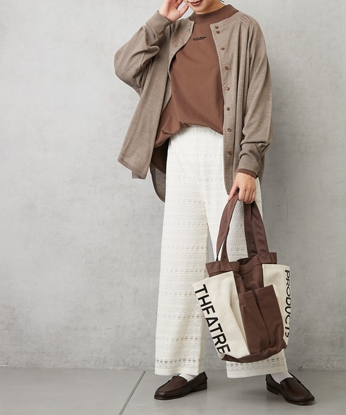 PUAL CE CIN（ピュアルセシン）の「イタリア糸プチボトルネックカーディガン（カーディガン/ボレロ・レディース・レッド/ベージュ/ネイビー/グリーン・FREE）」の14枚目の写真