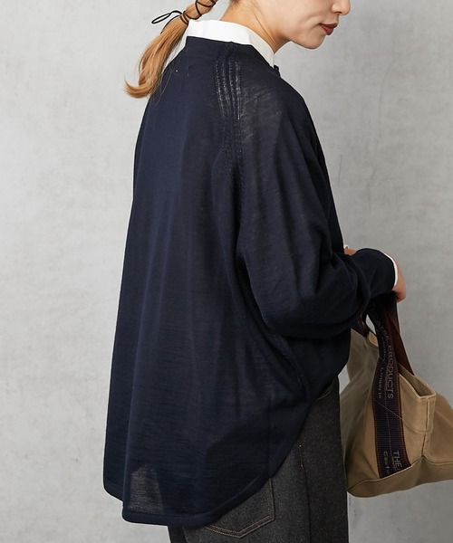 PUAL CE CIN（ピュアルセシン）の「イタリア糸プチボトルネックカーディガン（カーディガン/ボレロ・レディース・レッド/ベージュ/ネイビー/グリーン・FREE）」の12枚目の写真