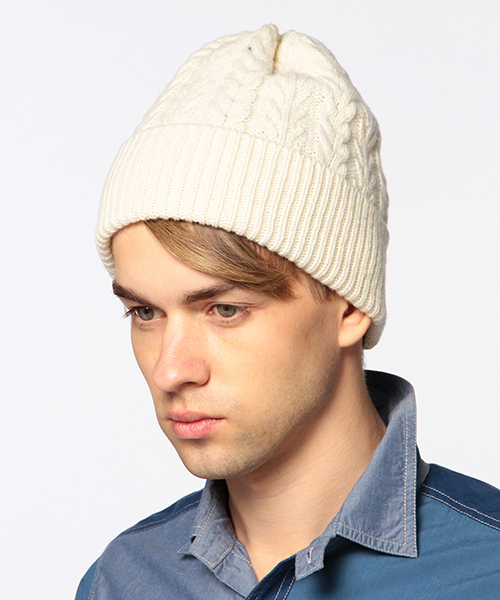 BEAMS LIGHTS Men's(ビームスライツ メンズ)の「ΠBEAMS LIGHTS / ケーブルニットキャップ(ニットキャップ/ビーニー・メンズ・オフホワイト/グレー/ネイビー・ONE SIZE)」の1枚目の写真